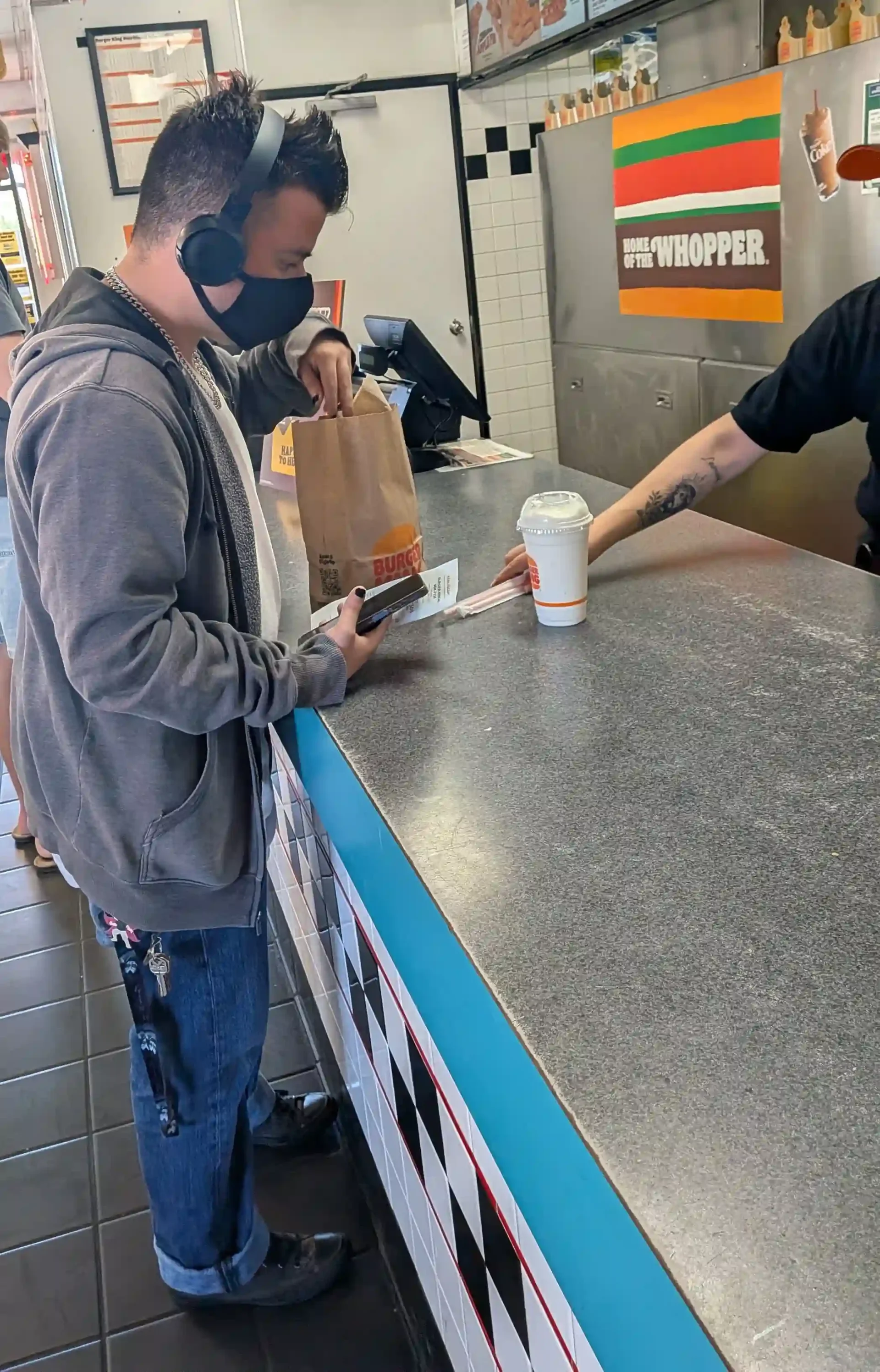 Buying his own lunch.